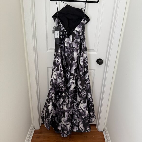 Women Phoebe Couture Halter Backless Floral Maxi Dress in Gray and Black Size 6 - Picture 4 of 12